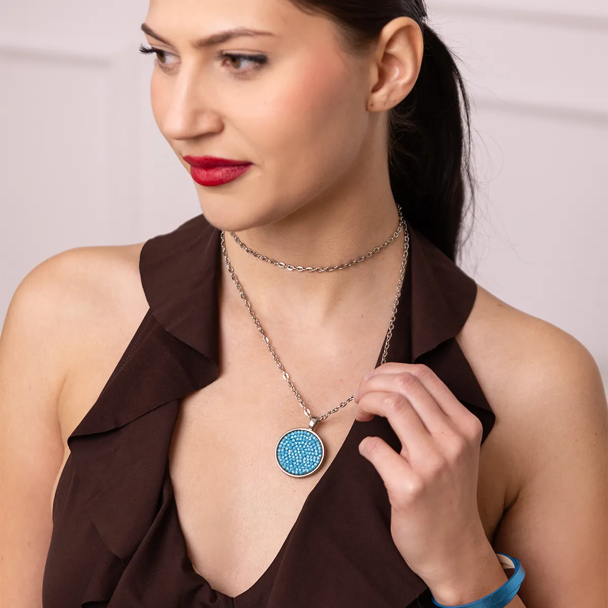 Naszyjnik Rock Blue Srebrny