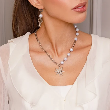 Naszyjnik Alba Perle blue srebrny