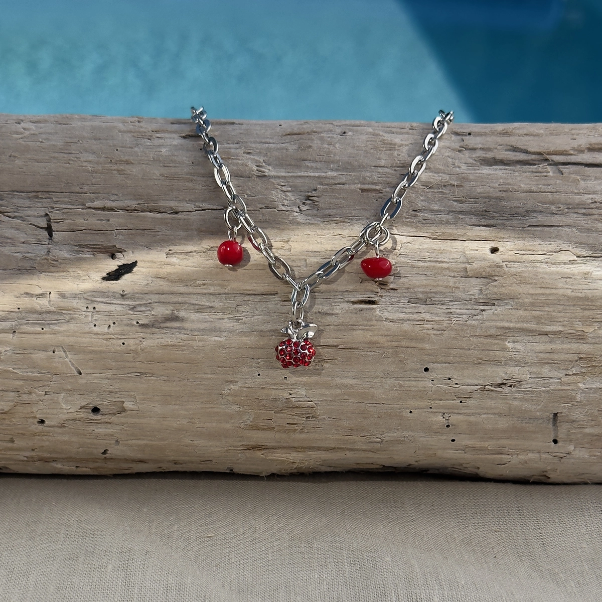 Czerwony Naszyjnik Fruttata Srebrny