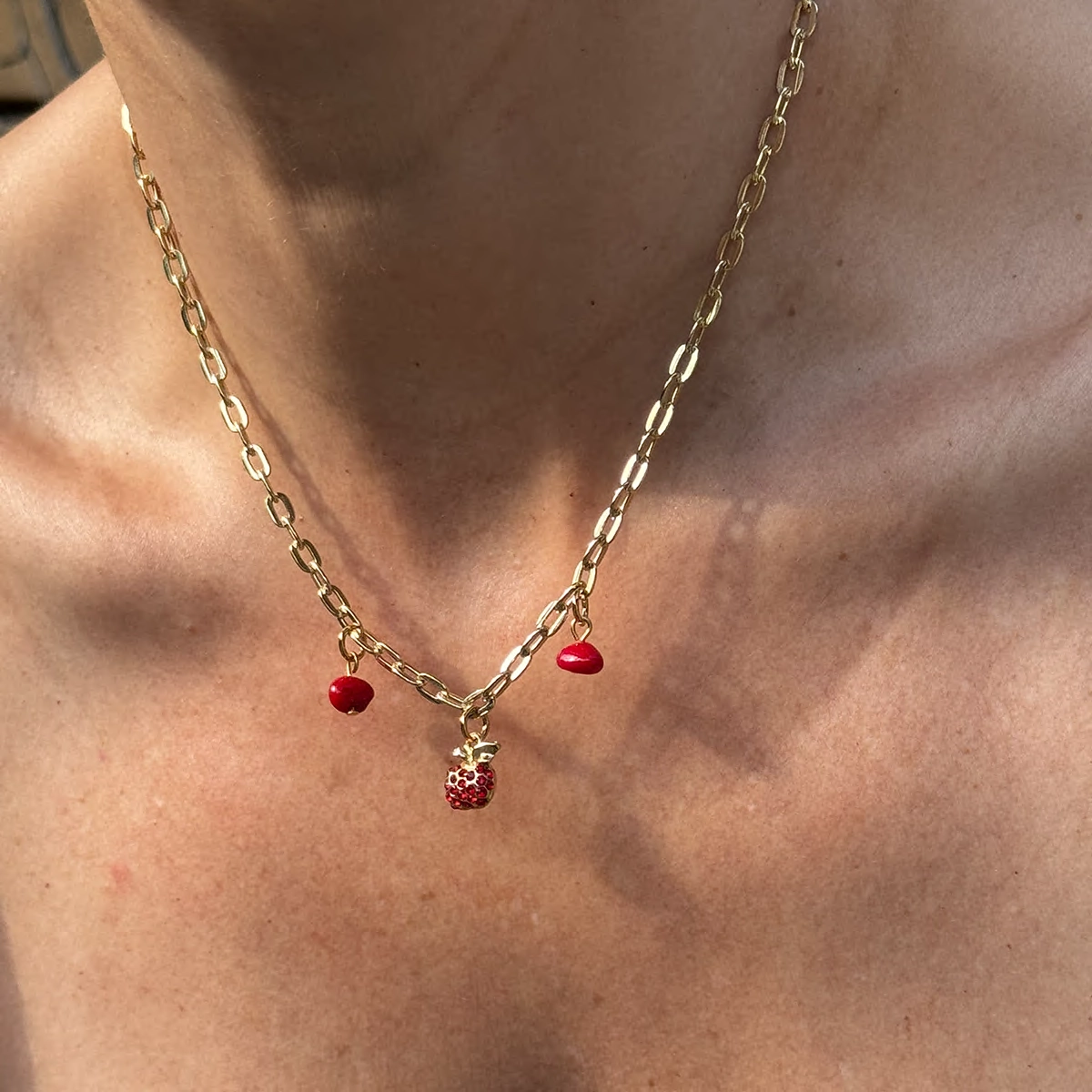 Czerwony Naszyjnik Fruttata Złoty