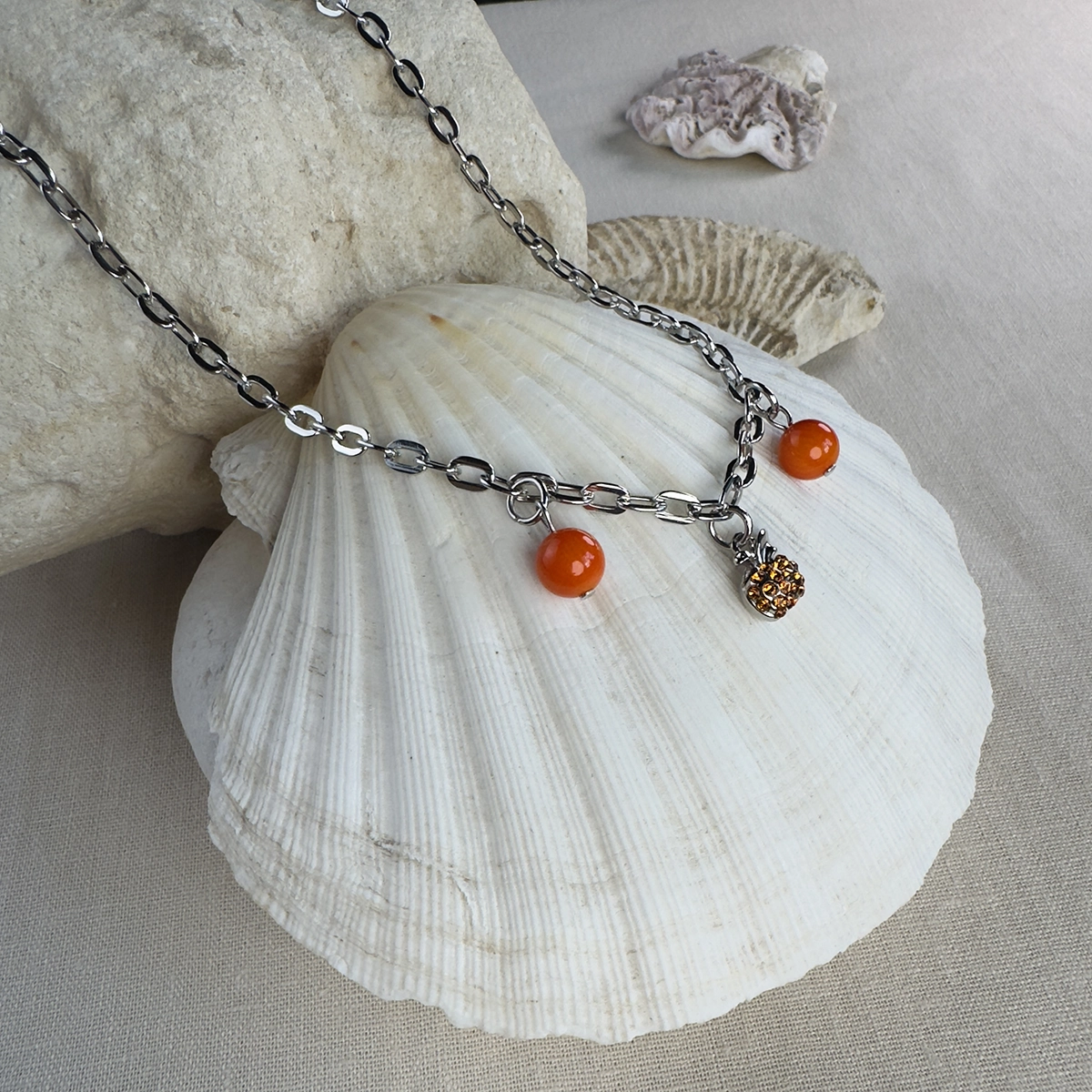 Pomarańczowy Naszyjnik Fruttata Srebrny