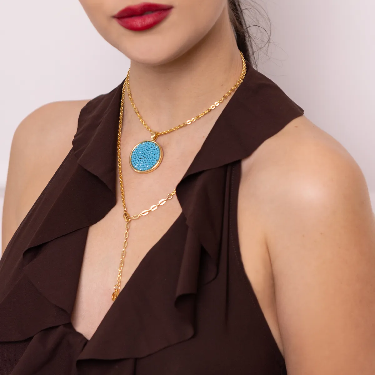 Naszyjnik Rock Blue złoty