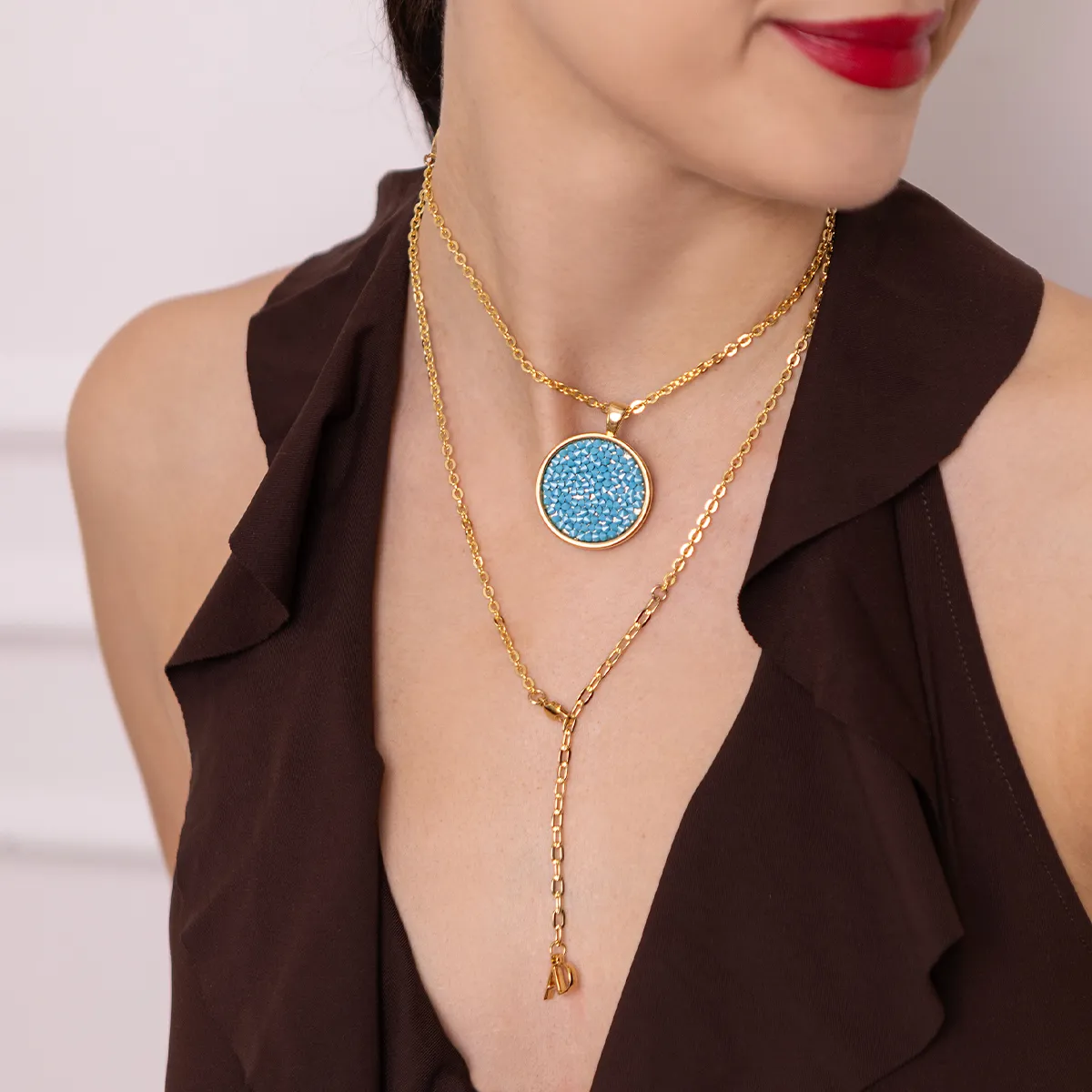 Naszyjnik Rock Blue złoty