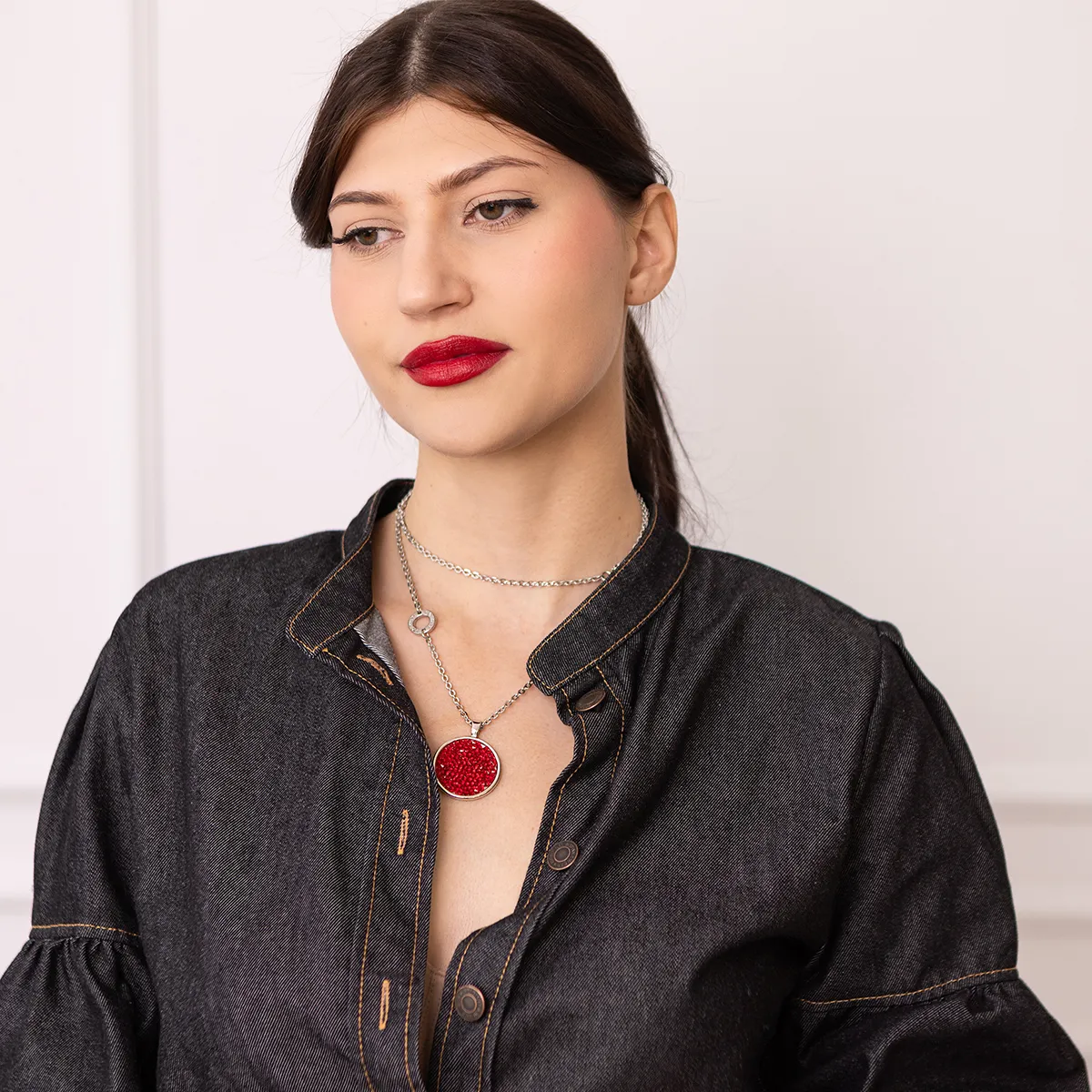 Naszyjnik Rock Red srebrny