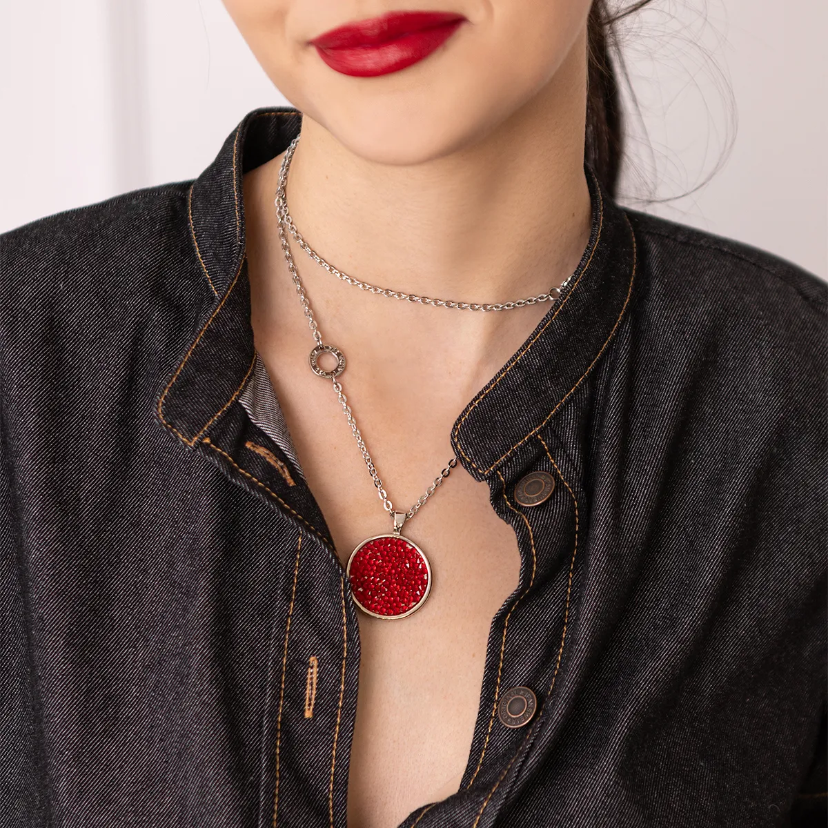 Naszyjnik Rock Red srebrny