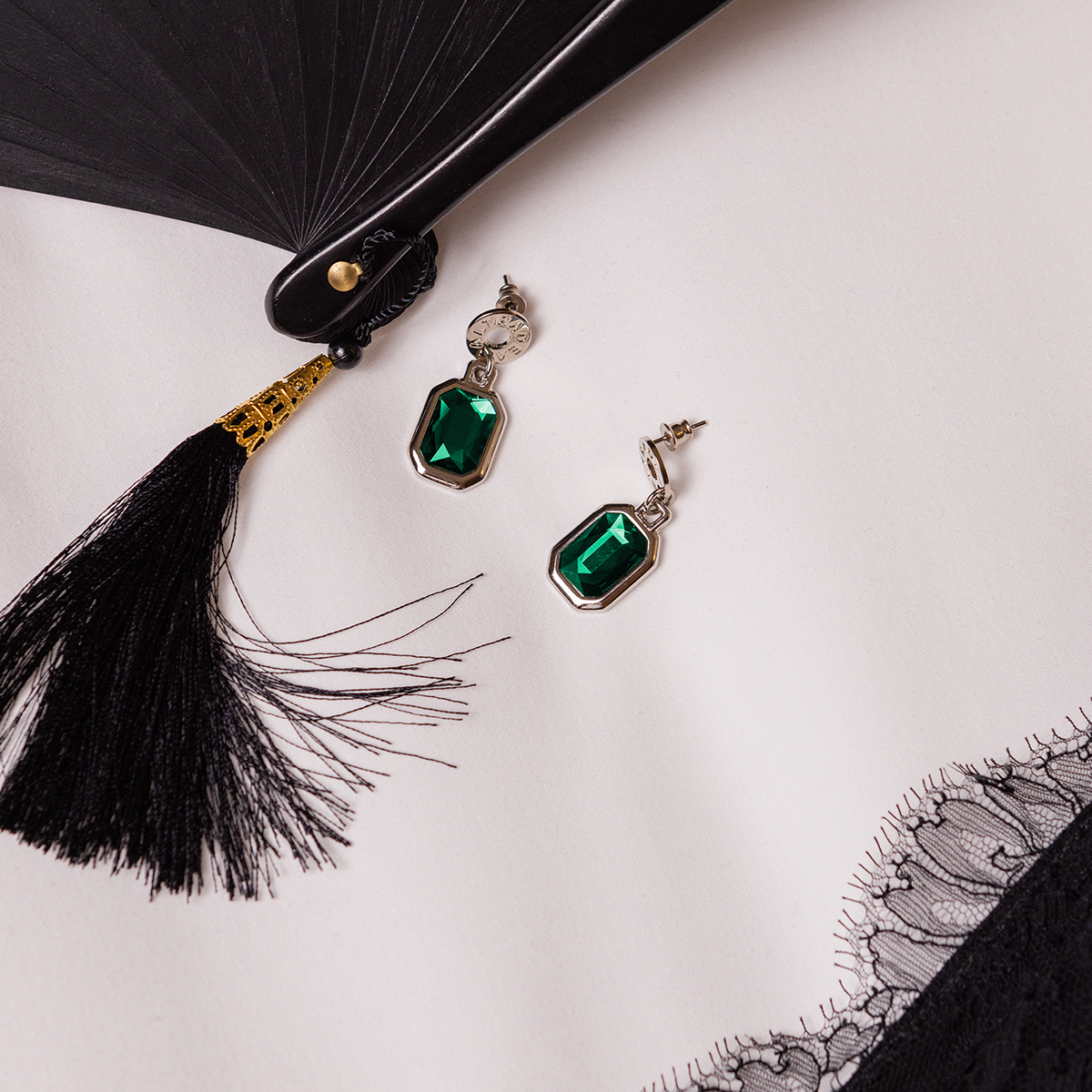 Kolczyki Aria Grande Emerald srebrne