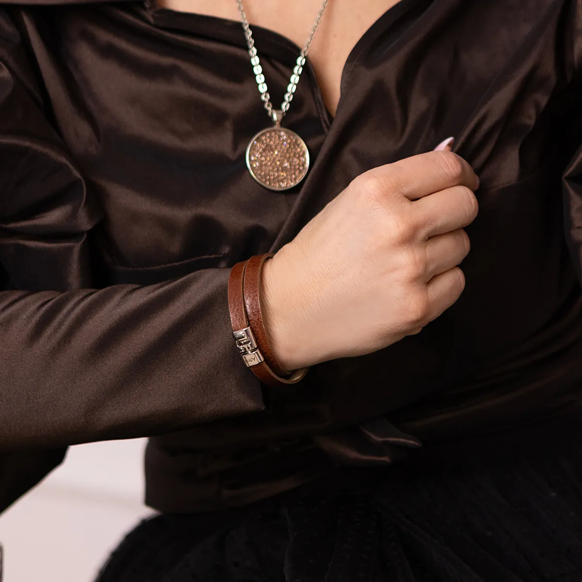 Brązowa Bransoletka Basic srebrna