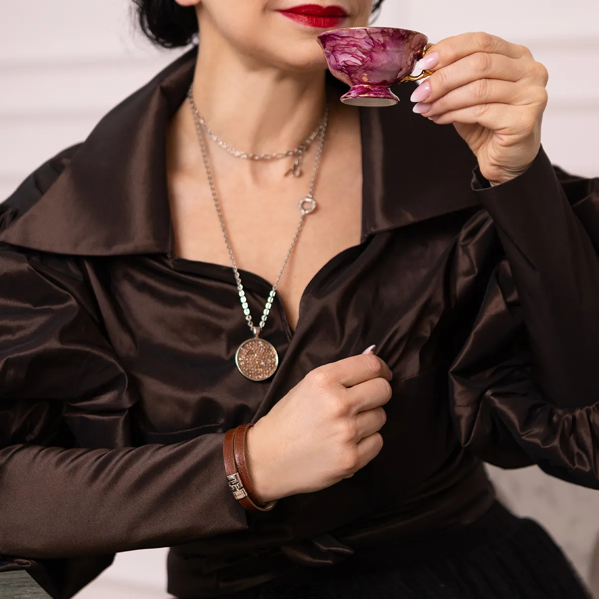 Brązowa Bransoletka Basic srebrna