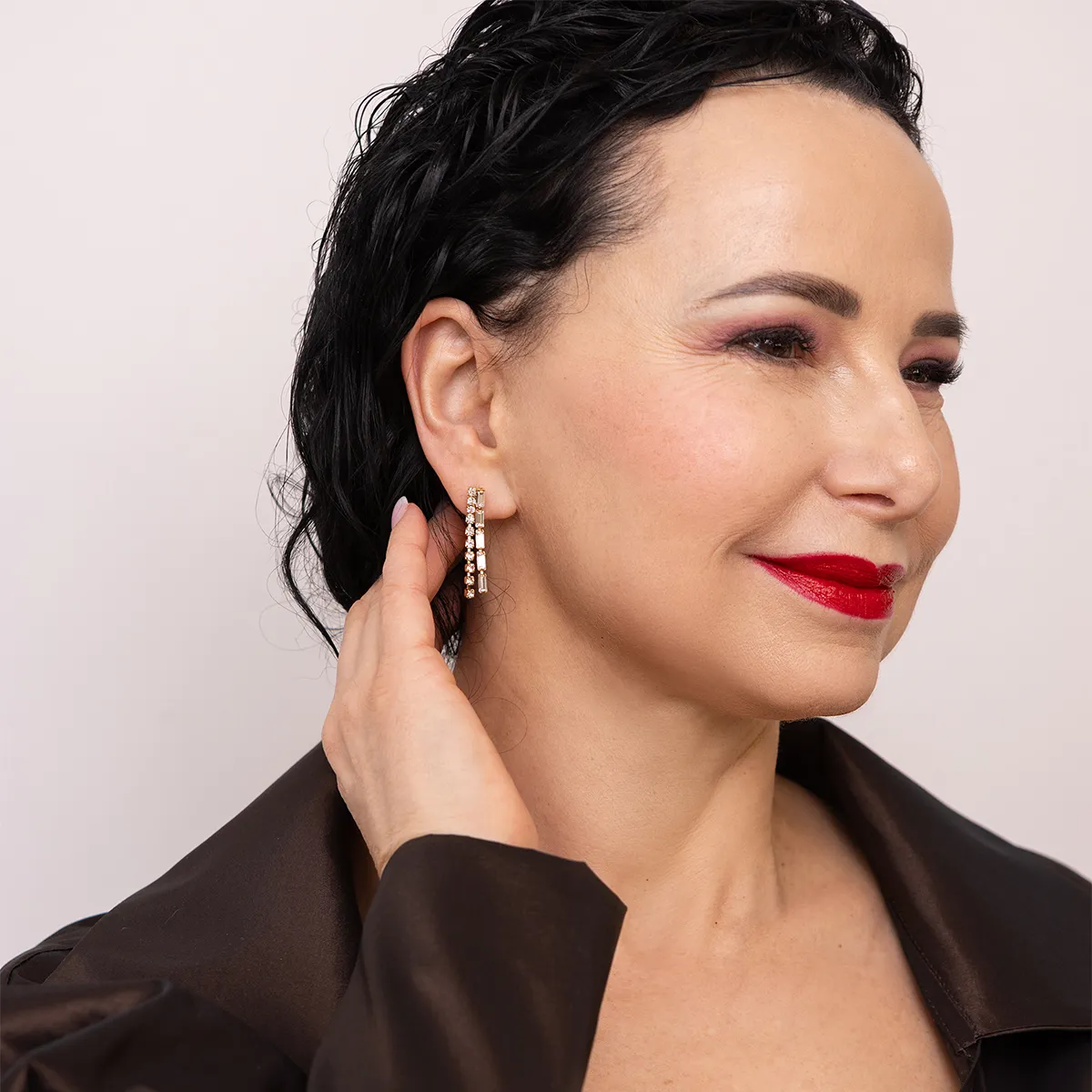 Kolczyki Livia Crystal złote - obrazek 3